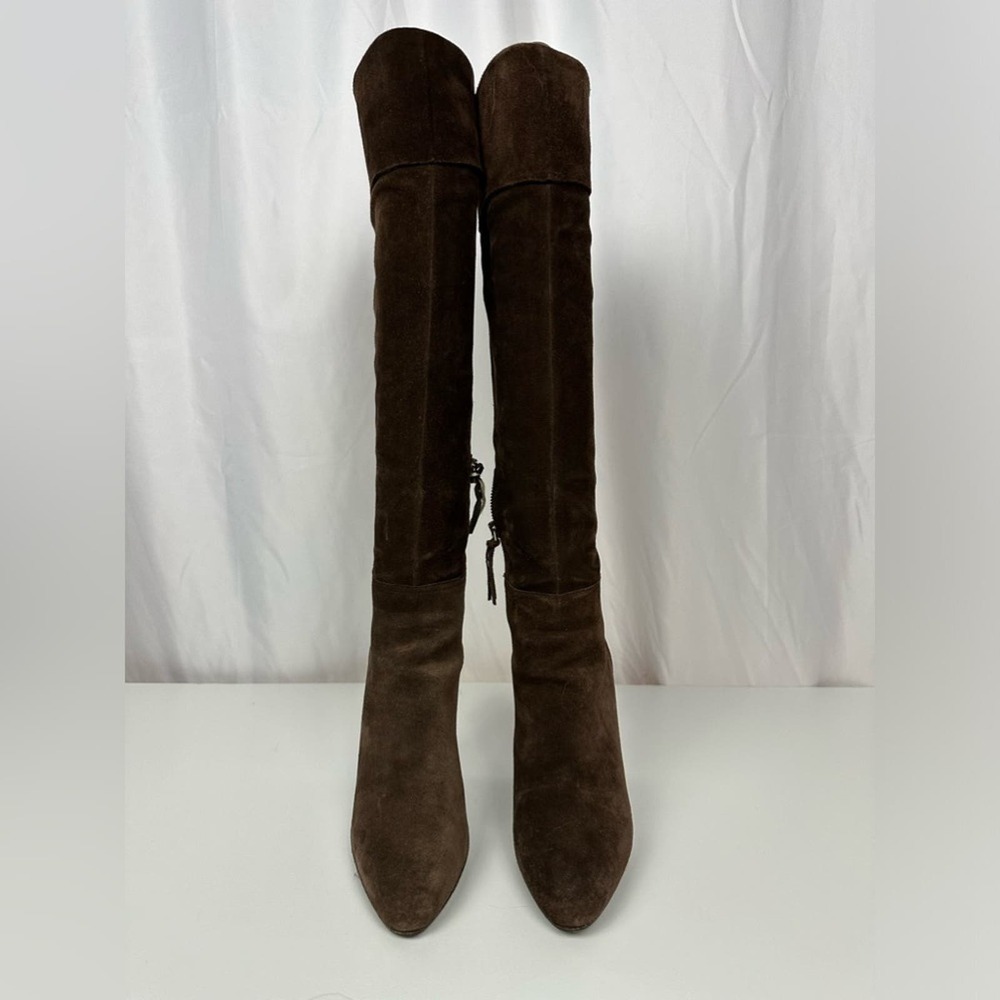 Miu Miu Chocolate Brown Suede Boots Sz 7.5 - Picture 3 of 16